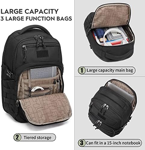 Wotony Military tactical backpack, backpack for men black small tactical assault bag - Image 4